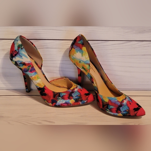 Jessica Simpson floral print high heel shoes size 7.5M 7 1/2M - Picture 3 of 9